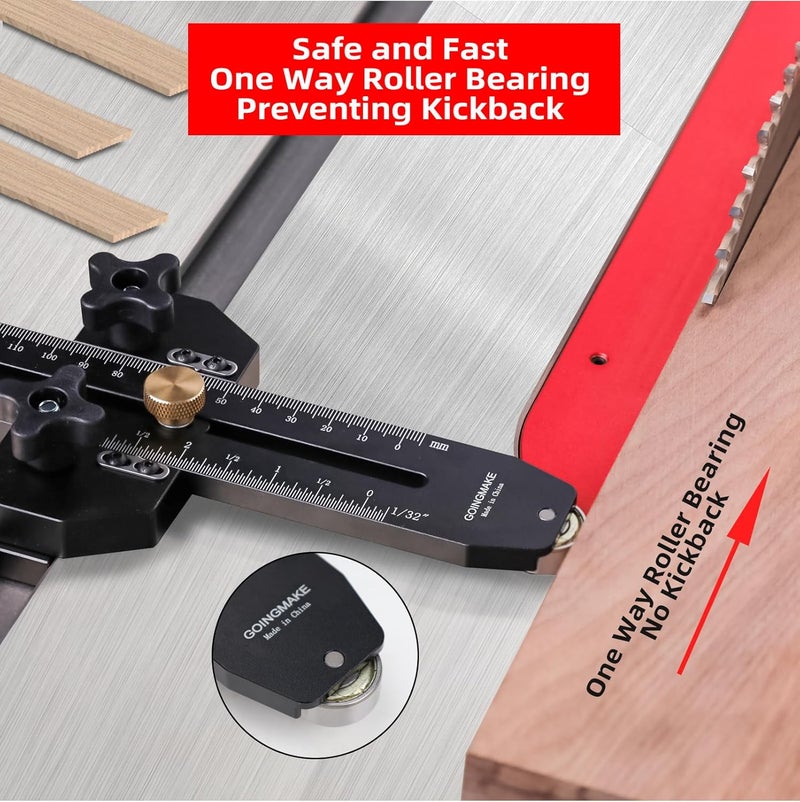 goingmake Thin Rip Jig Table Saw Jig Guide for Making Repetitive Narrow Thin Strip Cuts Woodworking Tools Fast Thin Ripping Guide for Table Saw Band Saw Router Table Fits for 3/8" x 3/4" T Slot - Image 4